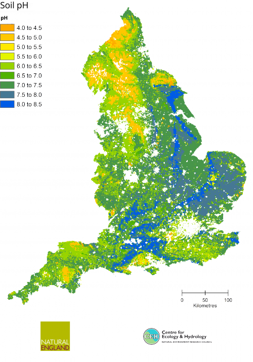 Soil pH in England produced by CEH and Natural England Soil pH in England produced by CEH and Natural England
